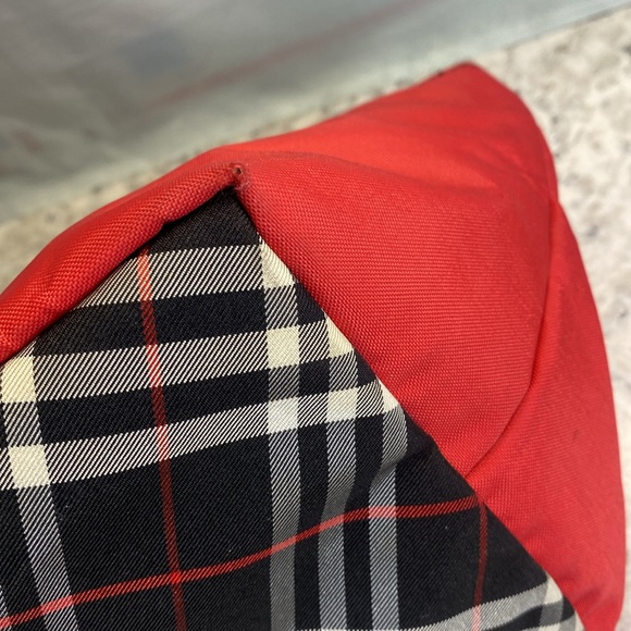 Burberry Blue Label Mini Red Tote w/ Nova Check Print EUC - Picture 5 of 11